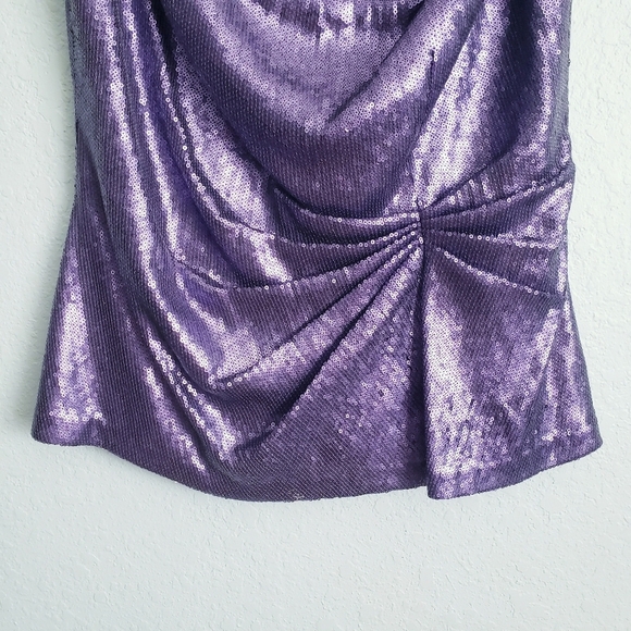 Tadashi Shoji Purple Sequin Cowl Neck Elegant Blouse - Picture 2 of 9
